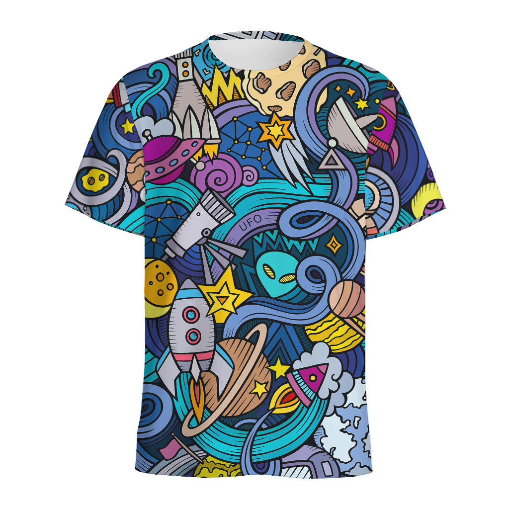 Abstract Cartoon Galaxy Space Print Men's Sports T-Shirt