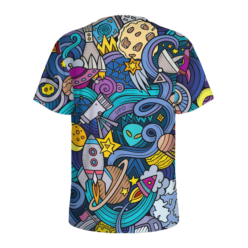 Abstract Cartoon Galaxy Space Print Men's Sports T-Shirt