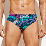 Abstract Cartoon Galaxy Space Print Men's Swim Briefs