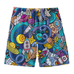 Abstract Cartoon Galaxy Space Print Men's Swim Trunks