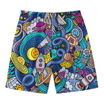 Abstract Cartoon Galaxy Space Print Men's Swim Trunks