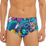 Abstract Cartoon Galaxy Space Print Men's Triangle Swim Briefs