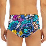 Abstract Cartoon Galaxy Space Print Men's Triangle Swim Briefs