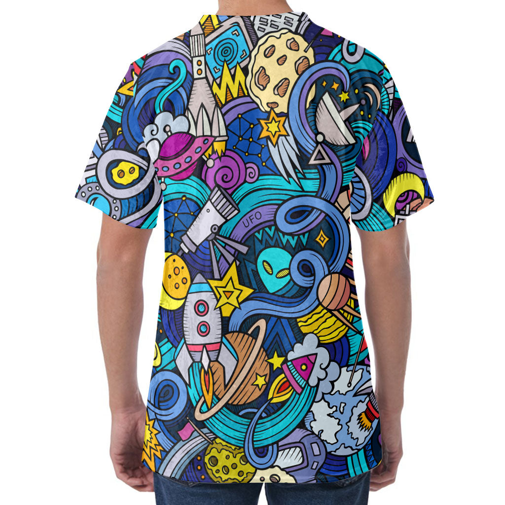 Abstract Cartoon Galaxy Space Print Men's Velvet T-Shirt