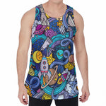 Abstract Cartoon Galaxy Space Print Men's Velvet Tank Top