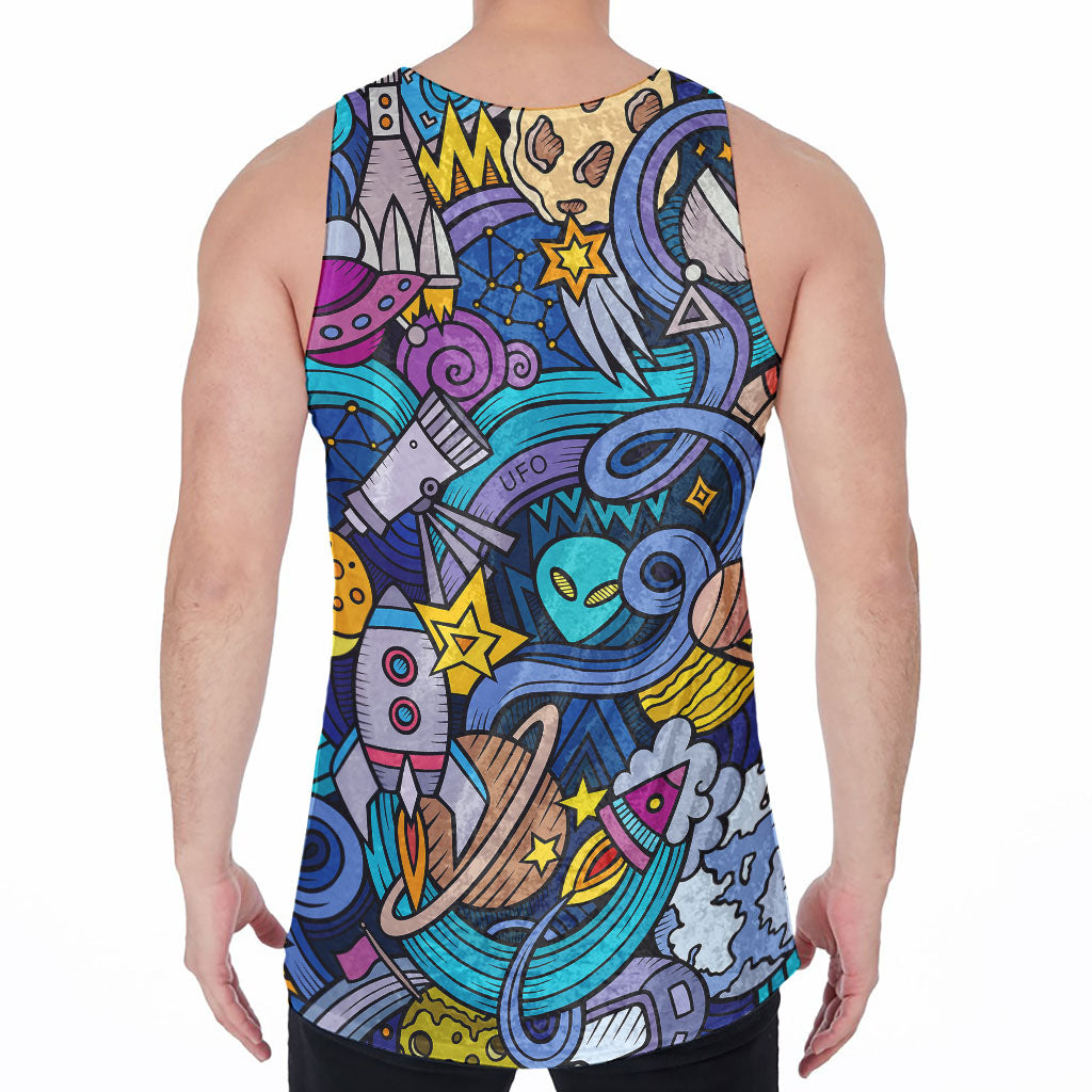 Abstract Cartoon Galaxy Space Print Men's Velvet Tank Top