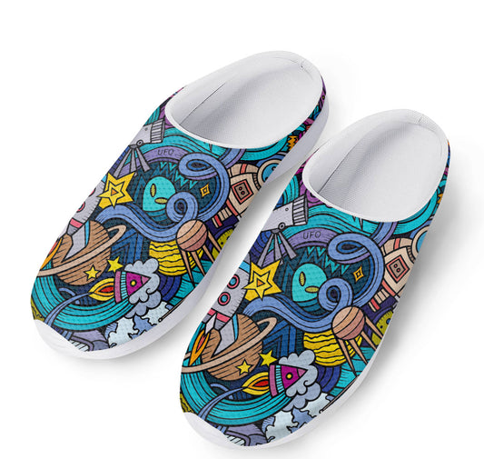 Abstract Cartoon Galaxy Space Print Mesh Casual Shoes