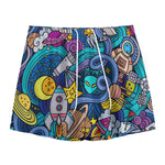 Abstract Cartoon Galaxy Space Print Mesh Shorts