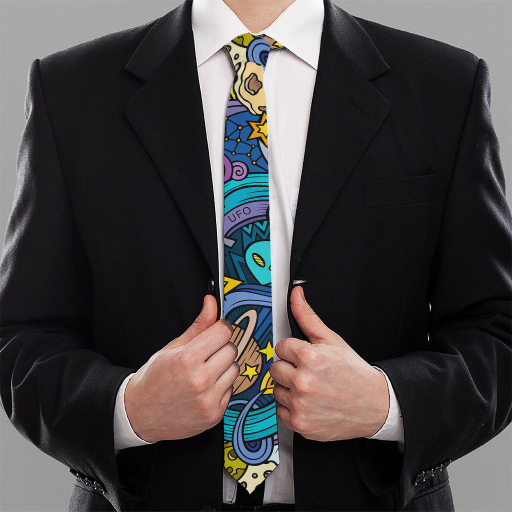 Abstract Cartoon Galaxy Space Print Necktie