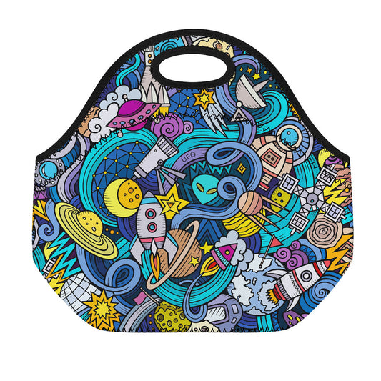 Abstract Cartoon Galaxy Space Print Neoprene Lunch Bag