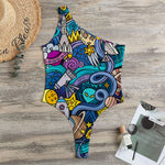 Abstract Cartoon Galaxy Space Print One Shoulder Bodysuit