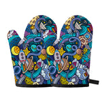 Abstract Cartoon Galaxy Space Print Oven Mitts