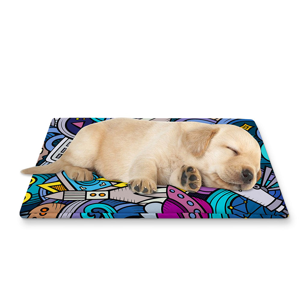 Abstract Cartoon Galaxy Space Print Pet Cooling Mat Cover