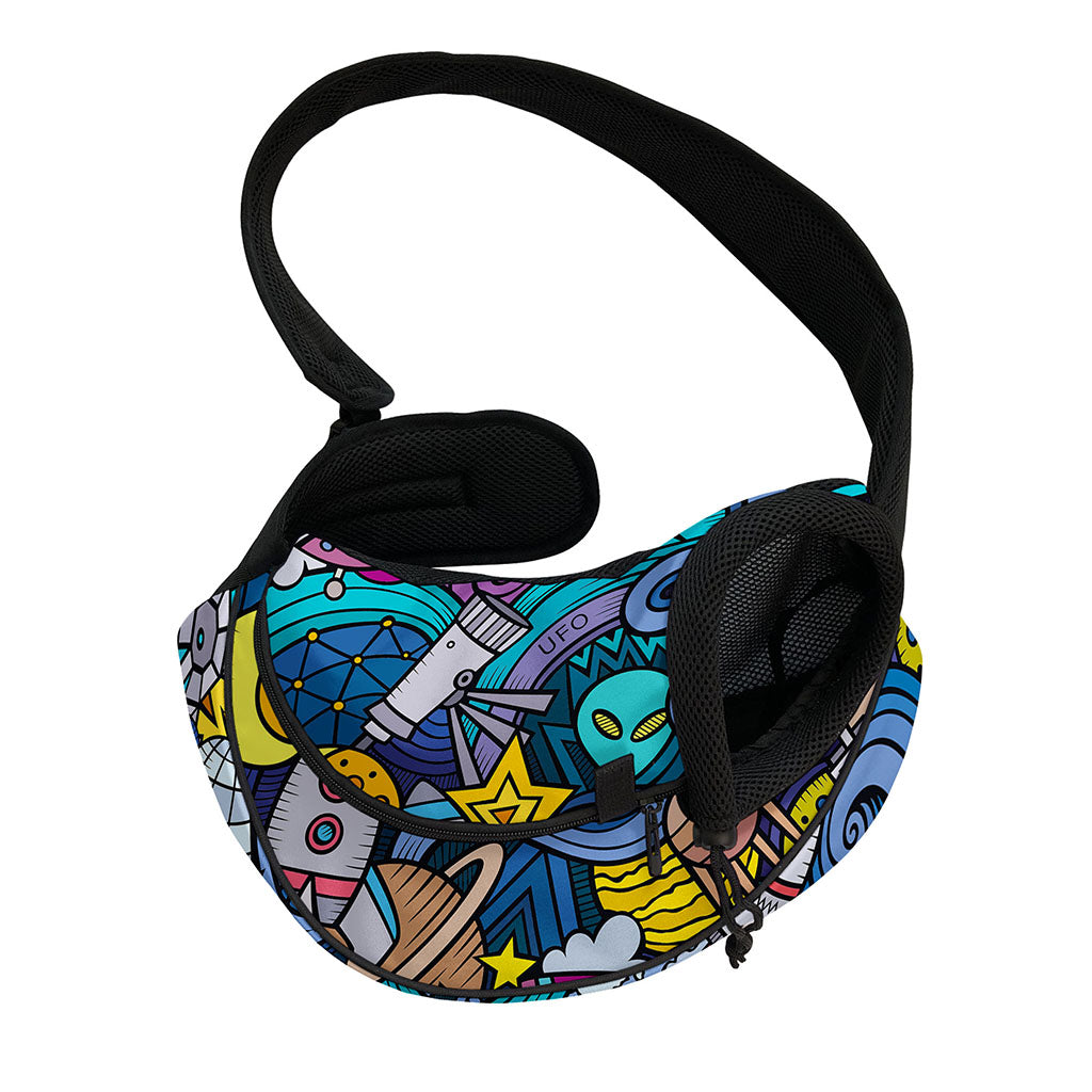 Abstract Cartoon Galaxy Space Print Pet Sling Carrier
