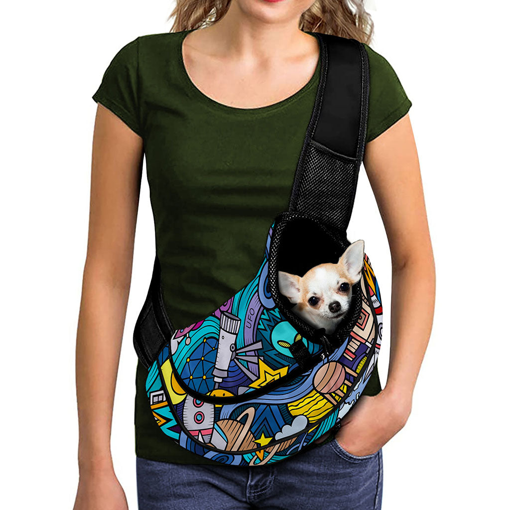 Abstract Cartoon Galaxy Space Print Pet Sling Carrier