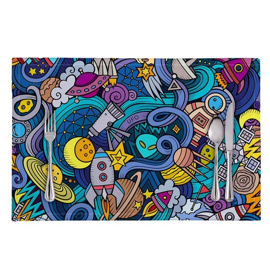 Abstract Cartoon Galaxy Space Print Placemat