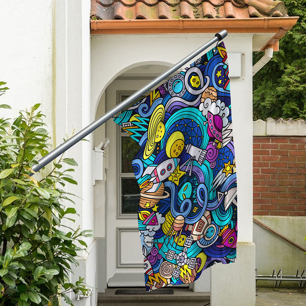 Abstract Cartoon Galaxy Space Print Polyester Flag