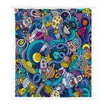 Abstract Cartoon Galaxy Space Print Polyester Shower Curtain