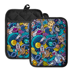 Abstract Cartoon Galaxy Space Print Pot Holders With Pocket