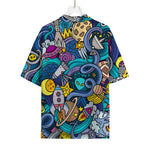 Abstract Cartoon Galaxy Space Print Rayon Hawaiian Shirt