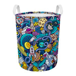 Abstract Cartoon Galaxy Space Print Round Laundry Basket
