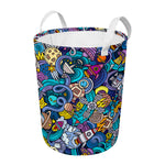 Abstract Cartoon Galaxy Space Print Round Laundry Basket