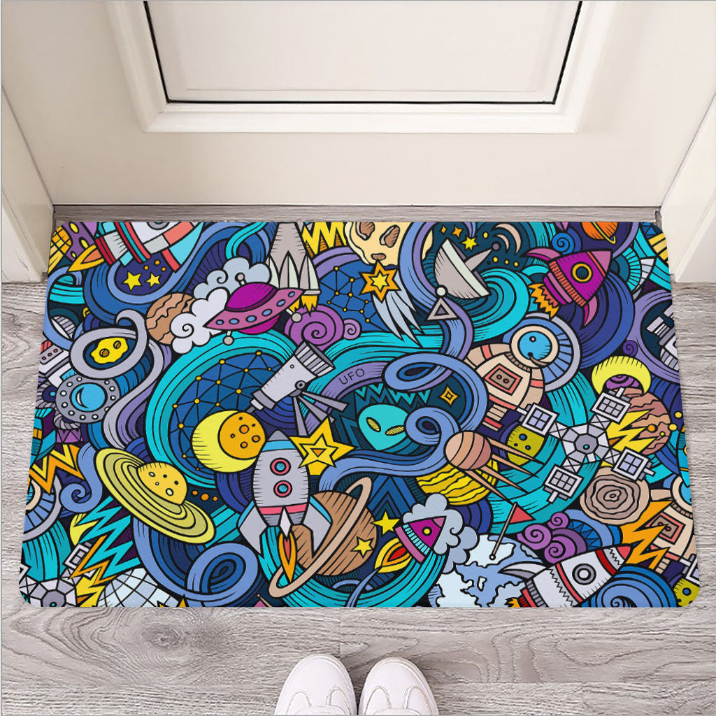 Abstract Cartoon Galaxy Space Print Rubber Doormat