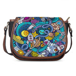 Abstract Cartoon Galaxy Space Print Saddle Bag