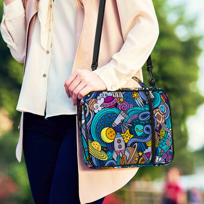 Abstract Cartoon Galaxy Space Print Shoulder Strap Bible Bag