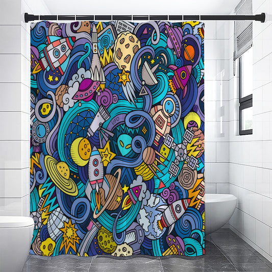 Abstract Cartoon Galaxy Space Print Shower Curtain