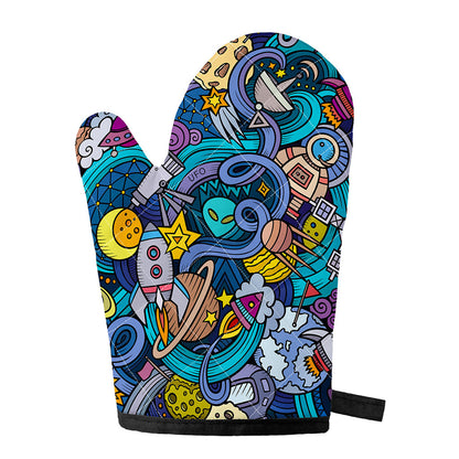 Abstract Cartoon Galaxy Space Print Single Oven Mitt