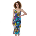 Abstract Cartoon Galaxy Space Print Slim Fit Midi Cami Dress