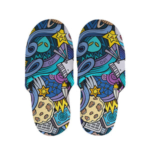 Abstract Cartoon Galaxy Space Print Slippers