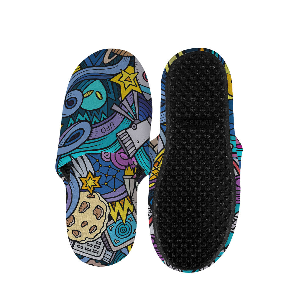 Abstract Cartoon Galaxy Space Print Slippers
