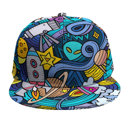 Abstract Cartoon Galaxy Space Print Snapback Cap