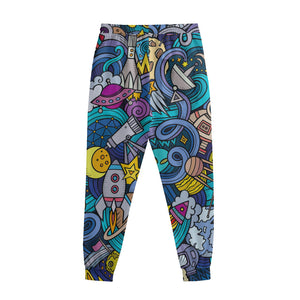 Abstract Cartoon Galaxy Space Print Sweatpants