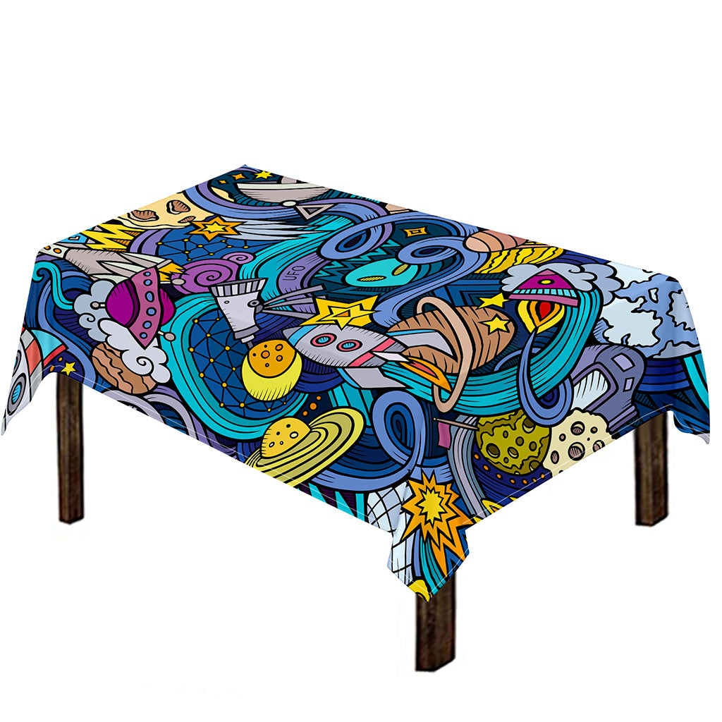 Abstract Cartoon Galaxy Space Print Tablecloth