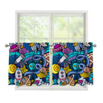 Abstract Cartoon Galaxy Space Print Tier Curtains