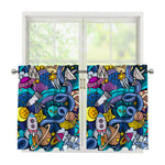 Abstract Cartoon Galaxy Space Print Tier Curtains