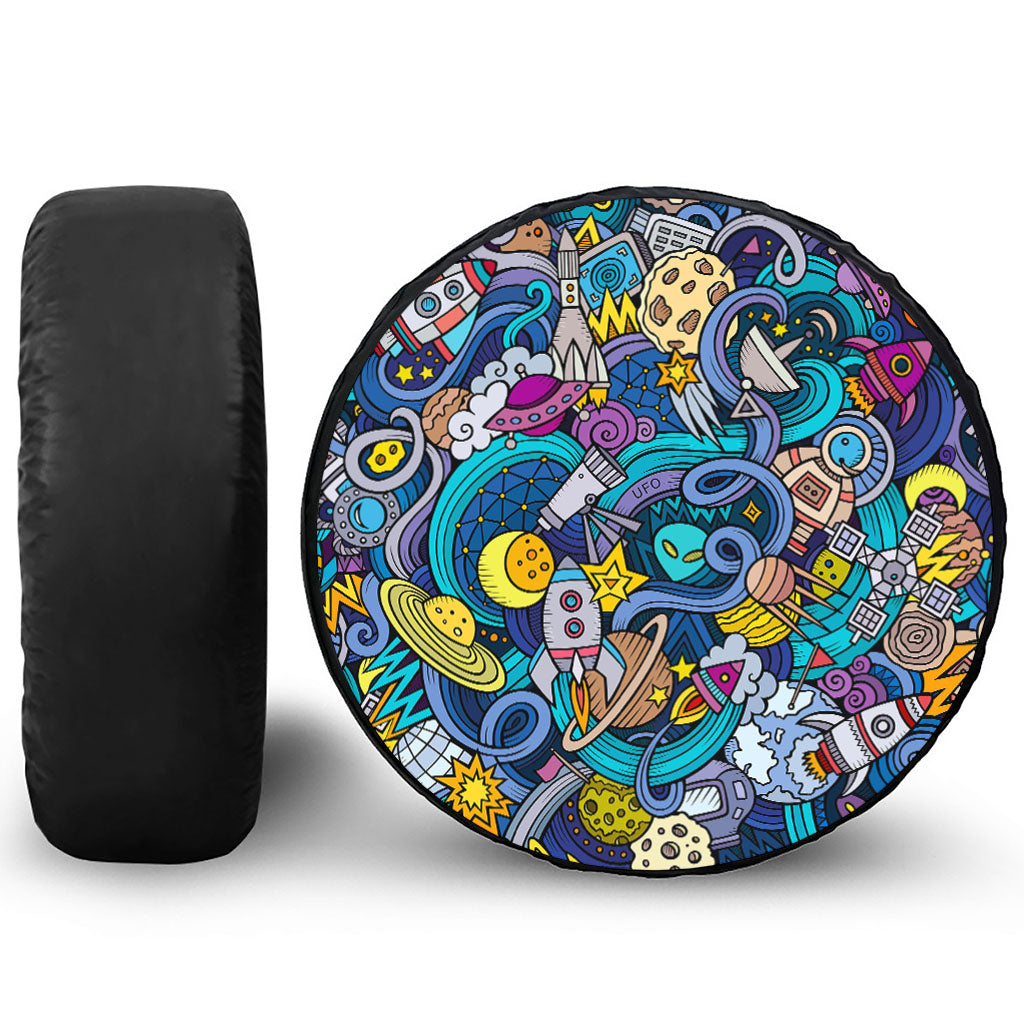 Abstract Cartoon Galaxy Space Print Tire Cover