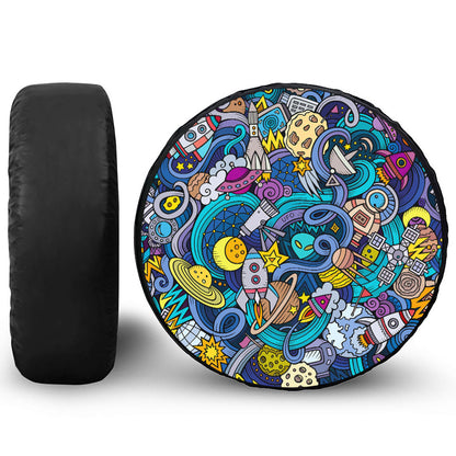 Abstract Cartoon Galaxy Space Print Tire Cover