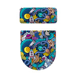 Abstract Cartoon Galaxy Space Print Toilet Lid And Tank Cover Set