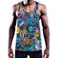Abstract Cartoon Galaxy Space Print Men's Workout Tank Top