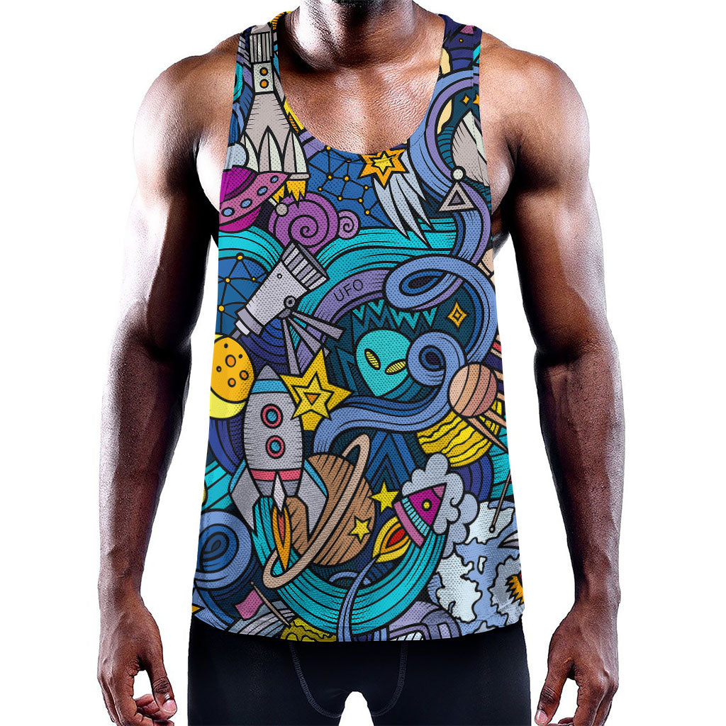 Abstract Cartoon Galaxy Space Print Training Tank Top