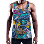 Abstract Cartoon Galaxy Space Print Training Tank Top