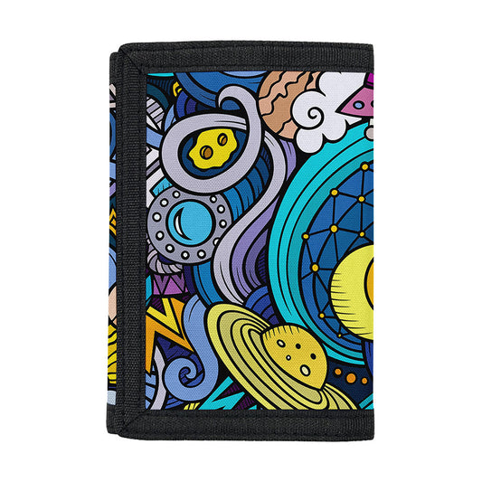 Abstract Cartoon Galaxy Space Print Trifold Wallet