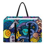Abstract Cartoon Galaxy Space Print Utility Tote Bag