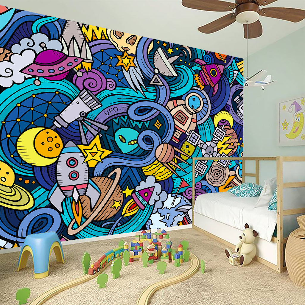 Abstract Cartoon Galaxy Space Print Wall Sticker