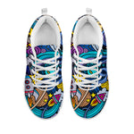 Abstract Cartoon Galaxy Space Print White Running Shoes