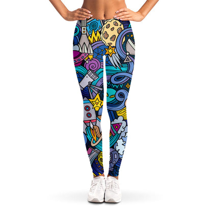 Abstract Cartoon Galaxy Space Print Women's Leggings